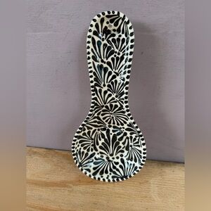 White & Black Talavera Spoon Rest
